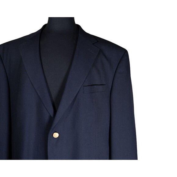 Stafford Mens Blazer Blue Wool Blend Gold 2 Button Lined Jacket Sport Coat 50R - Picture 6 of 9
